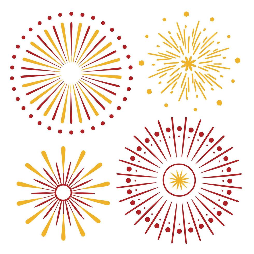 Decorative Sunburst Elements Vintage and Modern Light Rays vector