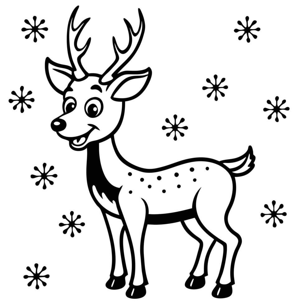 Whimsical Deer in a Frosty Forest Cute Winter Illustration vector