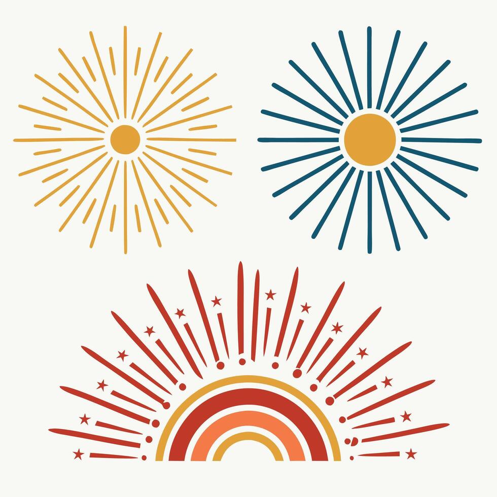 Bursting Sun Rays Vintage Sunburst Elements for Design vector