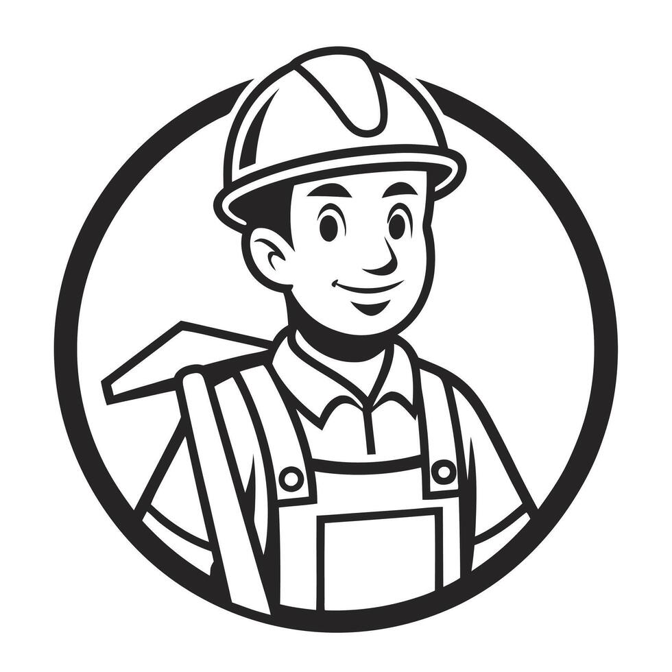 Home Builder and Contractor Logo Professional Workman Holding Tool vector