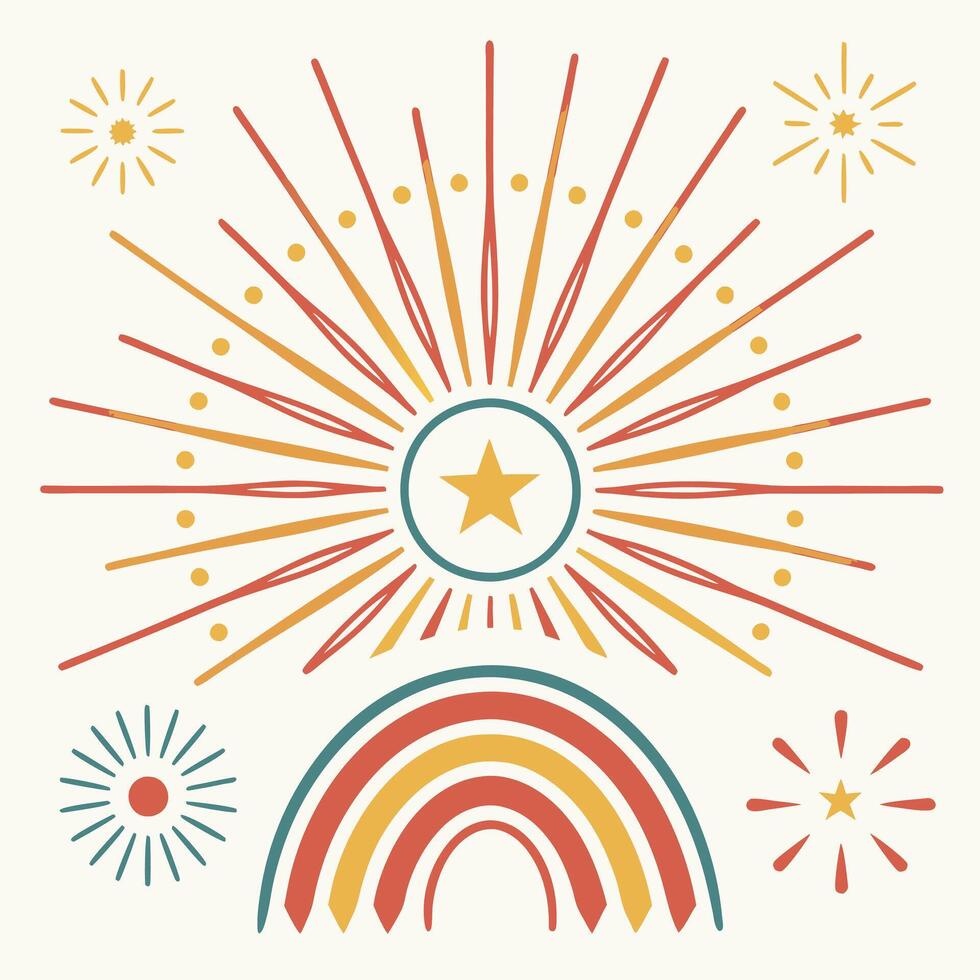 Retro Sunshine and Starburst Graphics for Logos and Prints vector