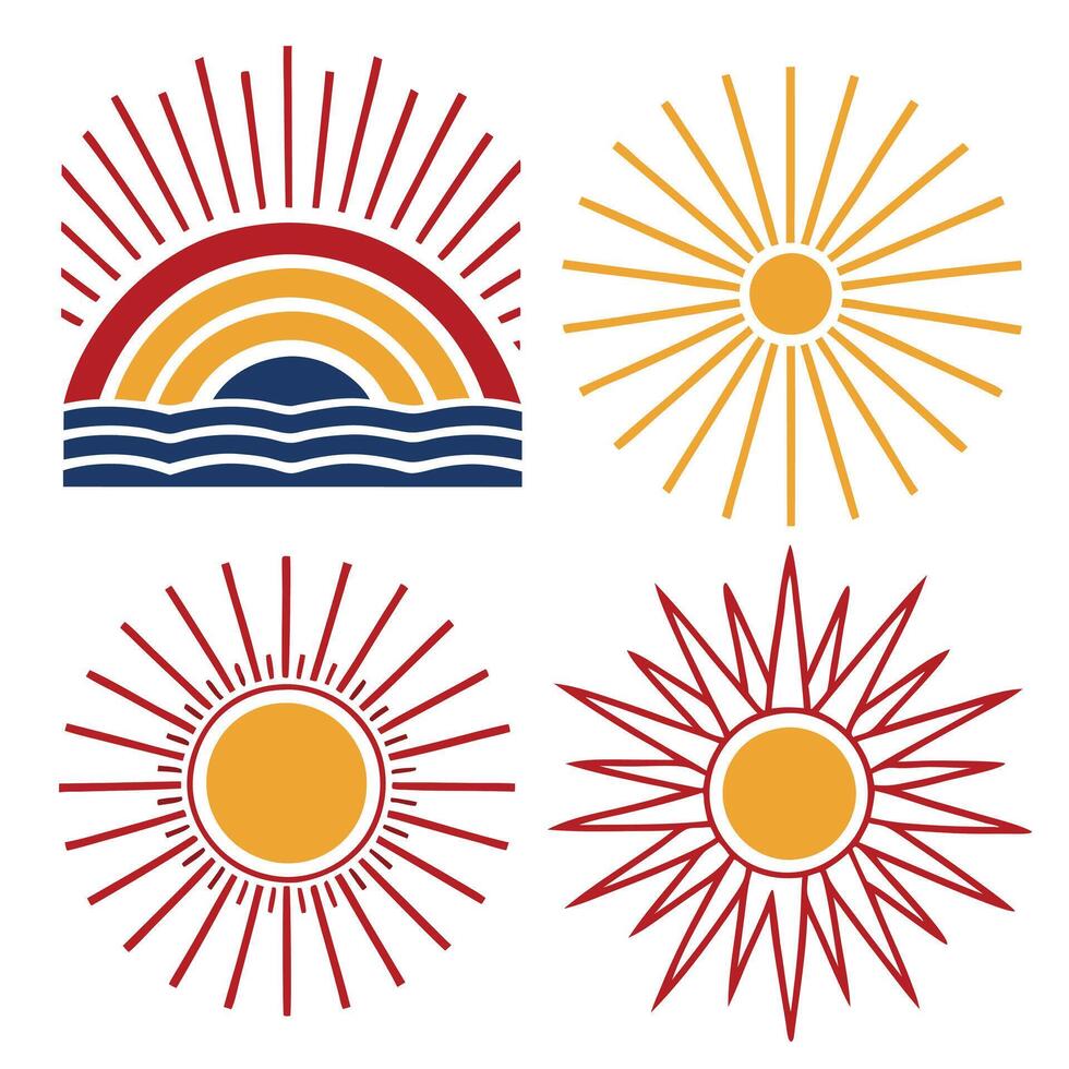 Sunburst and Firework Set Decorative Radiating Beams vector