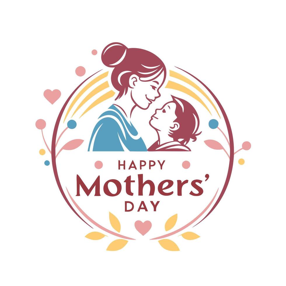 Artistic Happy Mother's Day Script Logo vector