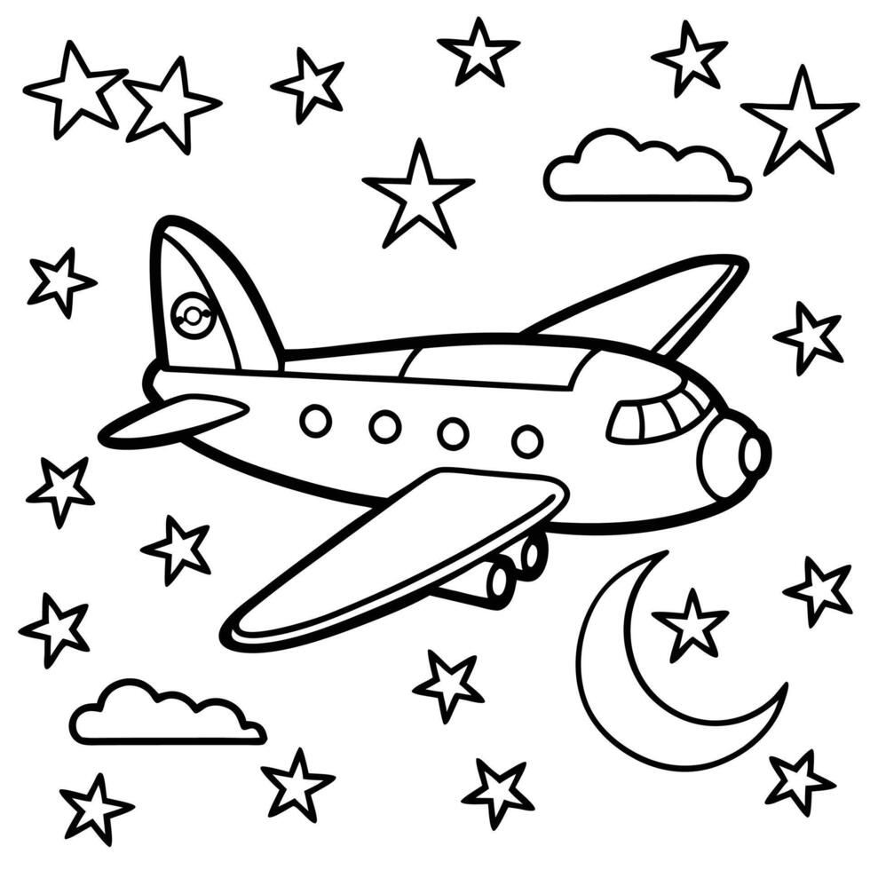 Playful Cartoon Plane Gliding Through the Stars vector