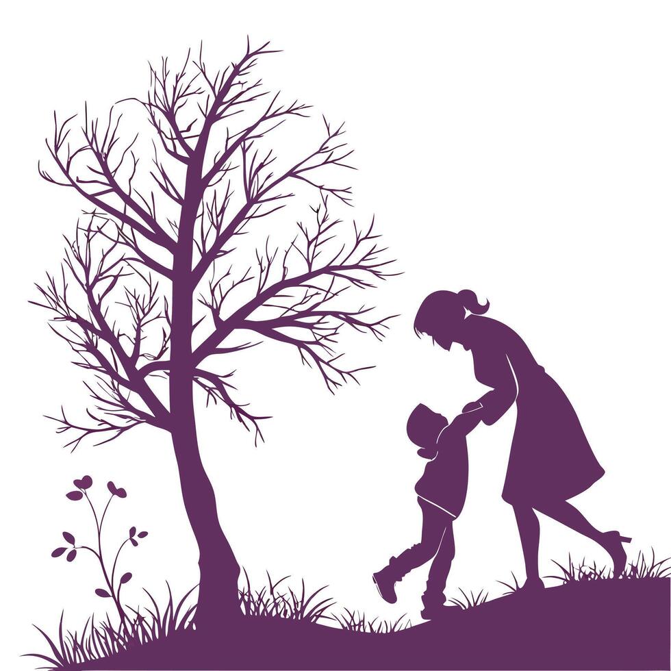 Artistic Mother's Day Silhouette Illustration vector
