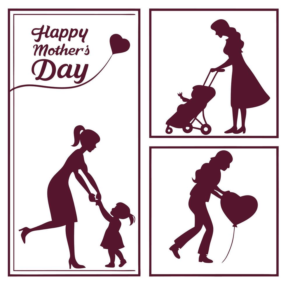 Charming Mother's Day Silhouette Assortment vector