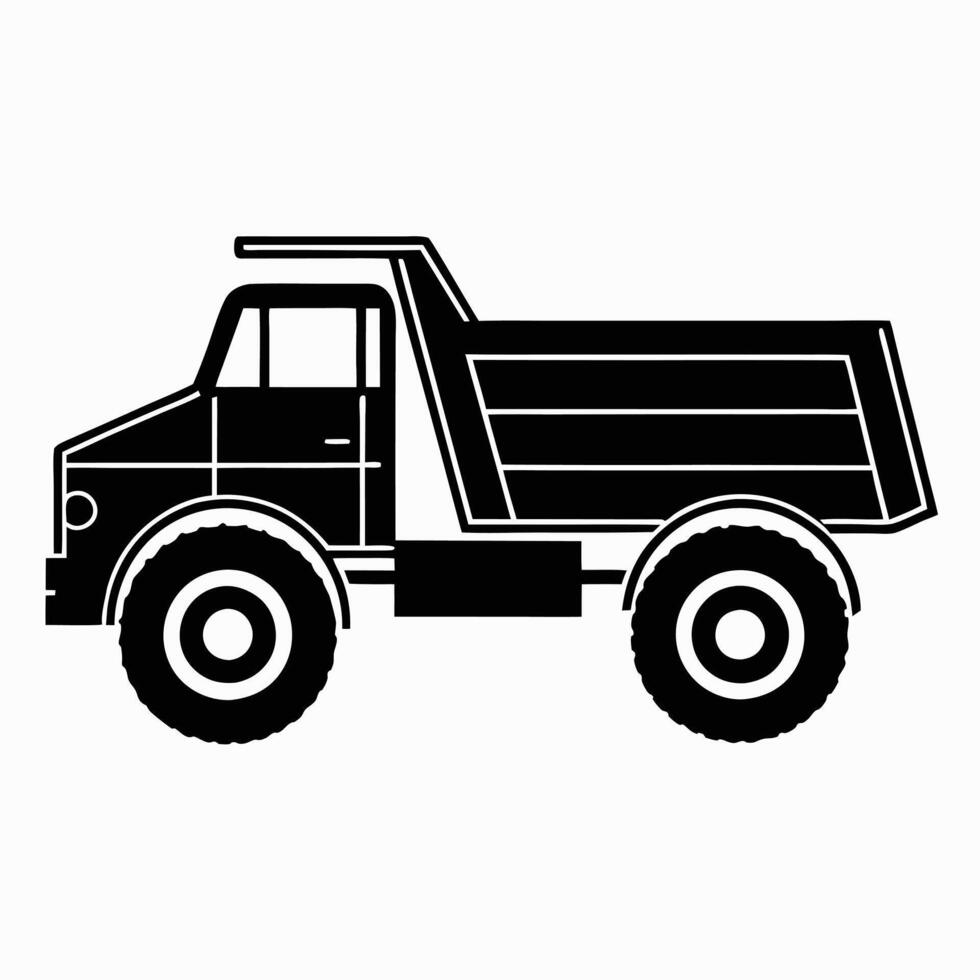 Side View Dump Truck Silhouette Industrial Transport Symbol vector