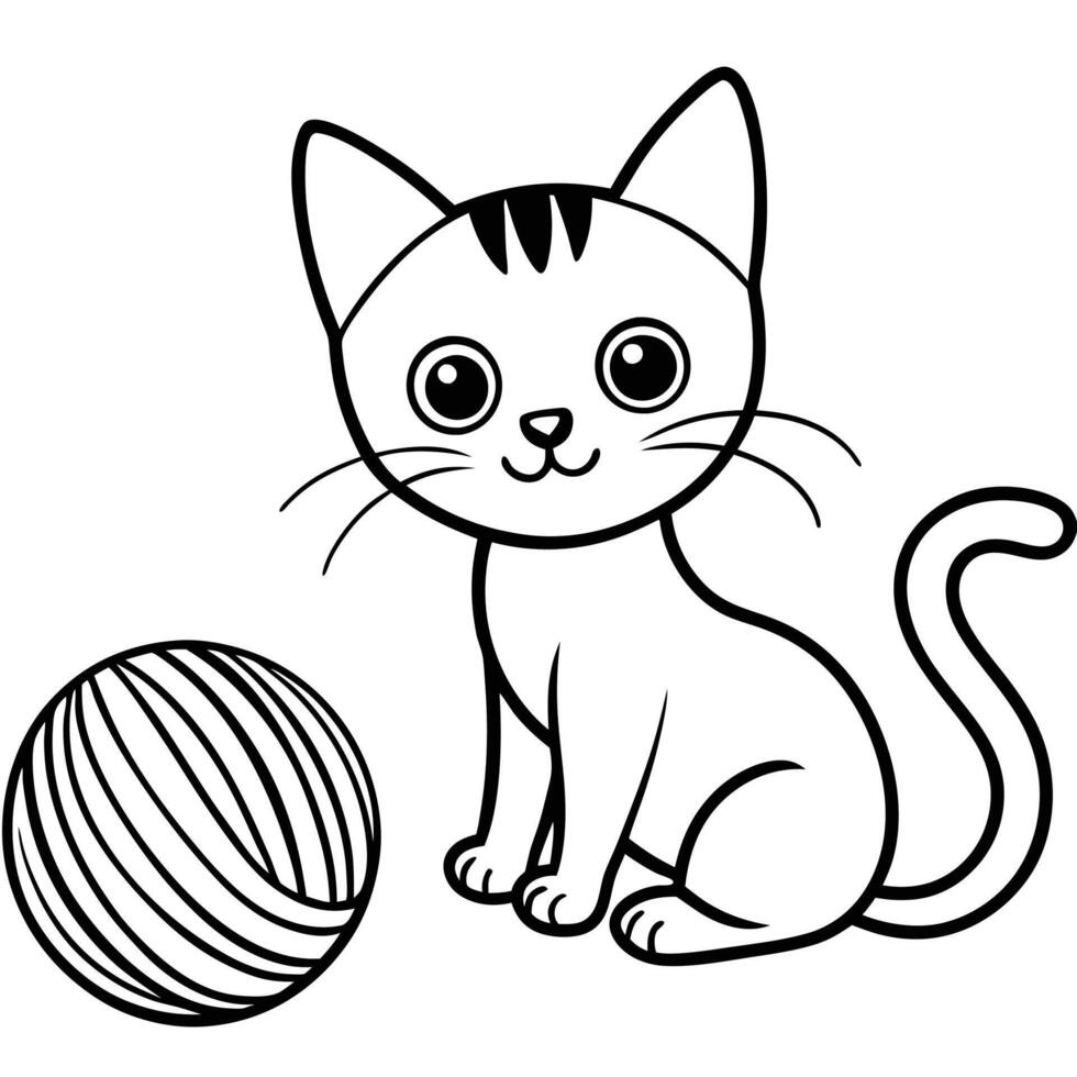 Funny Kitten in a Playful Yarn Tangle vector