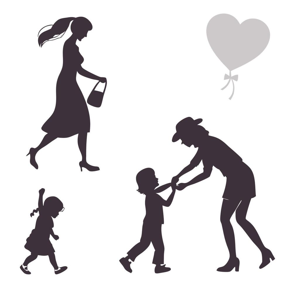 Happy Mother's Day Silhouette Pack vector
