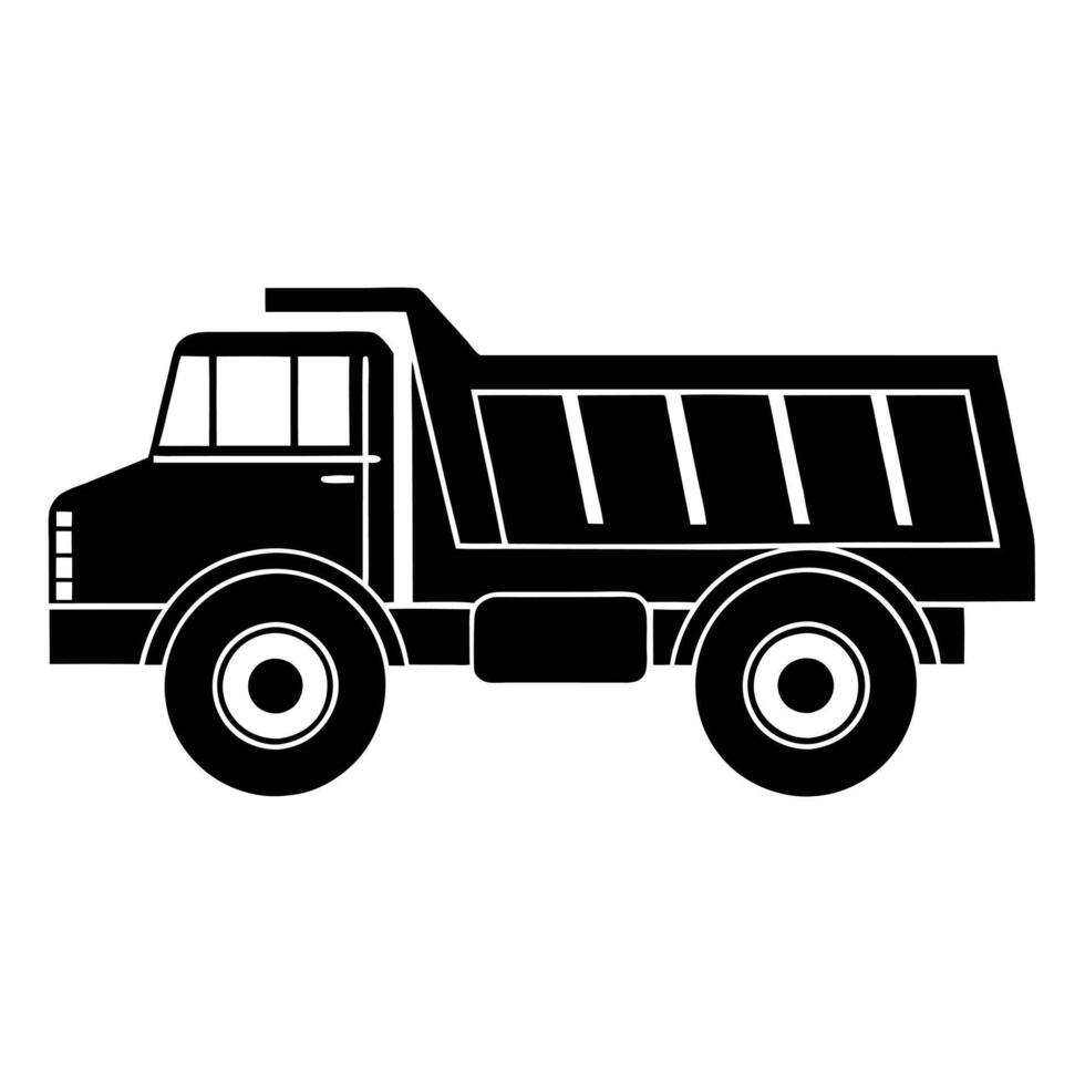 Dump Truck Outline Silhouette Heavy Vehicle Illustration vector