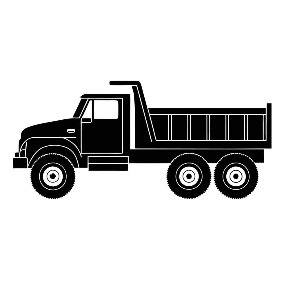 Minimalist Dump Truck Silhouette Construction Industry Graphic vector