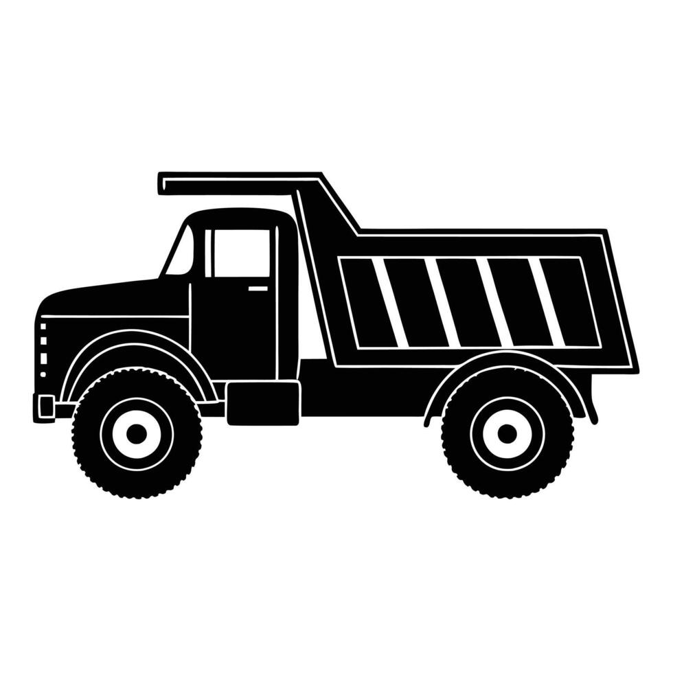 Dump Truck Silhouette Construction and Roadwork vector