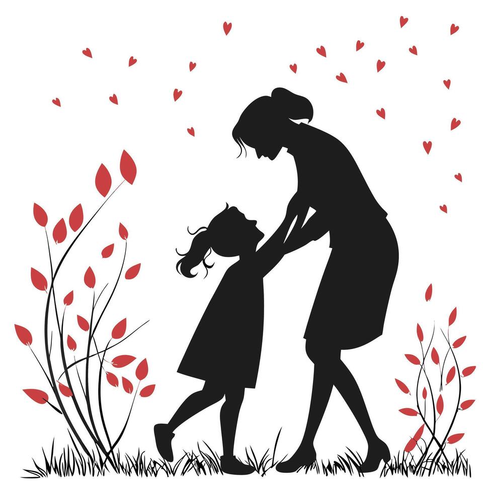 Classic Happy Mother's Day Silhouette Emblem vector