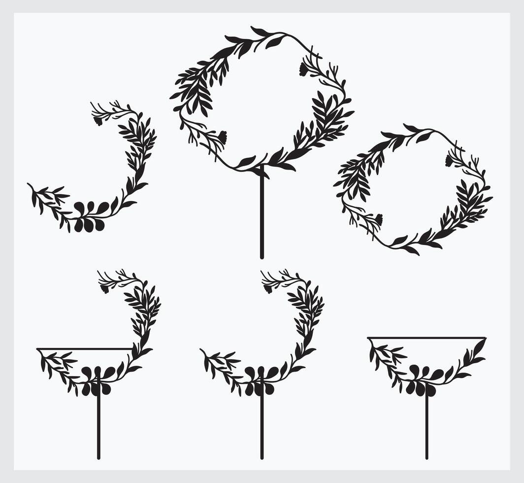 Floral borders cake toppers vector