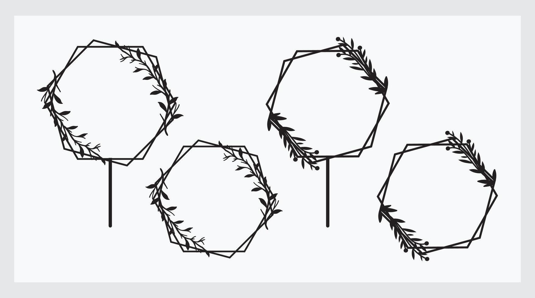 Floral line art cake toppers vector