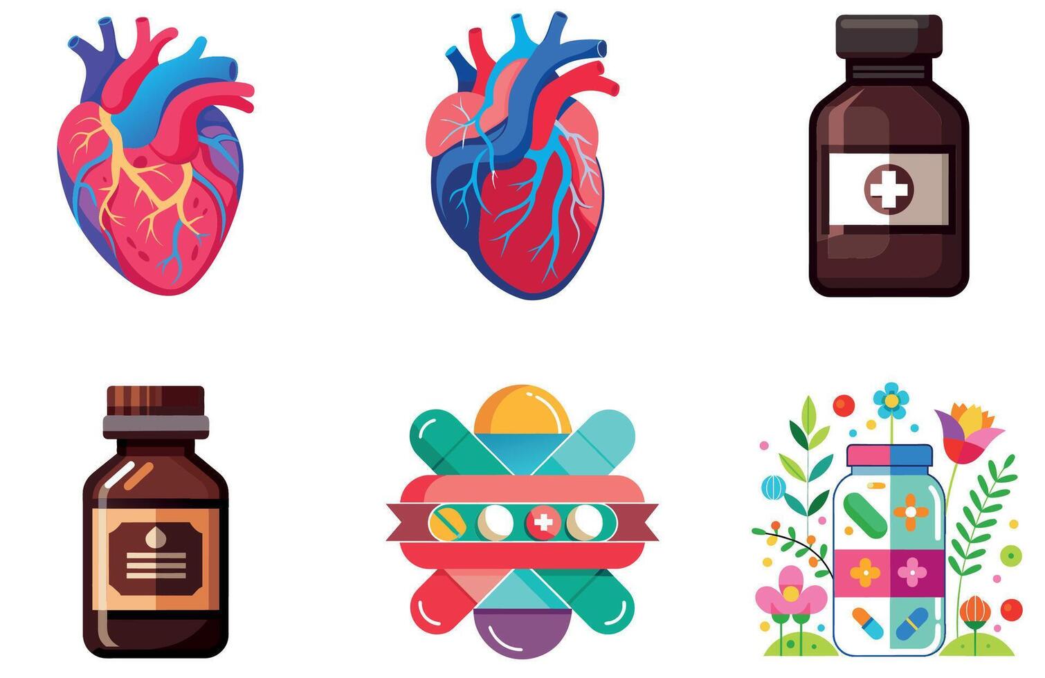 Modern Medicine Bundle. Digital Healthcare Collection Stickers vector