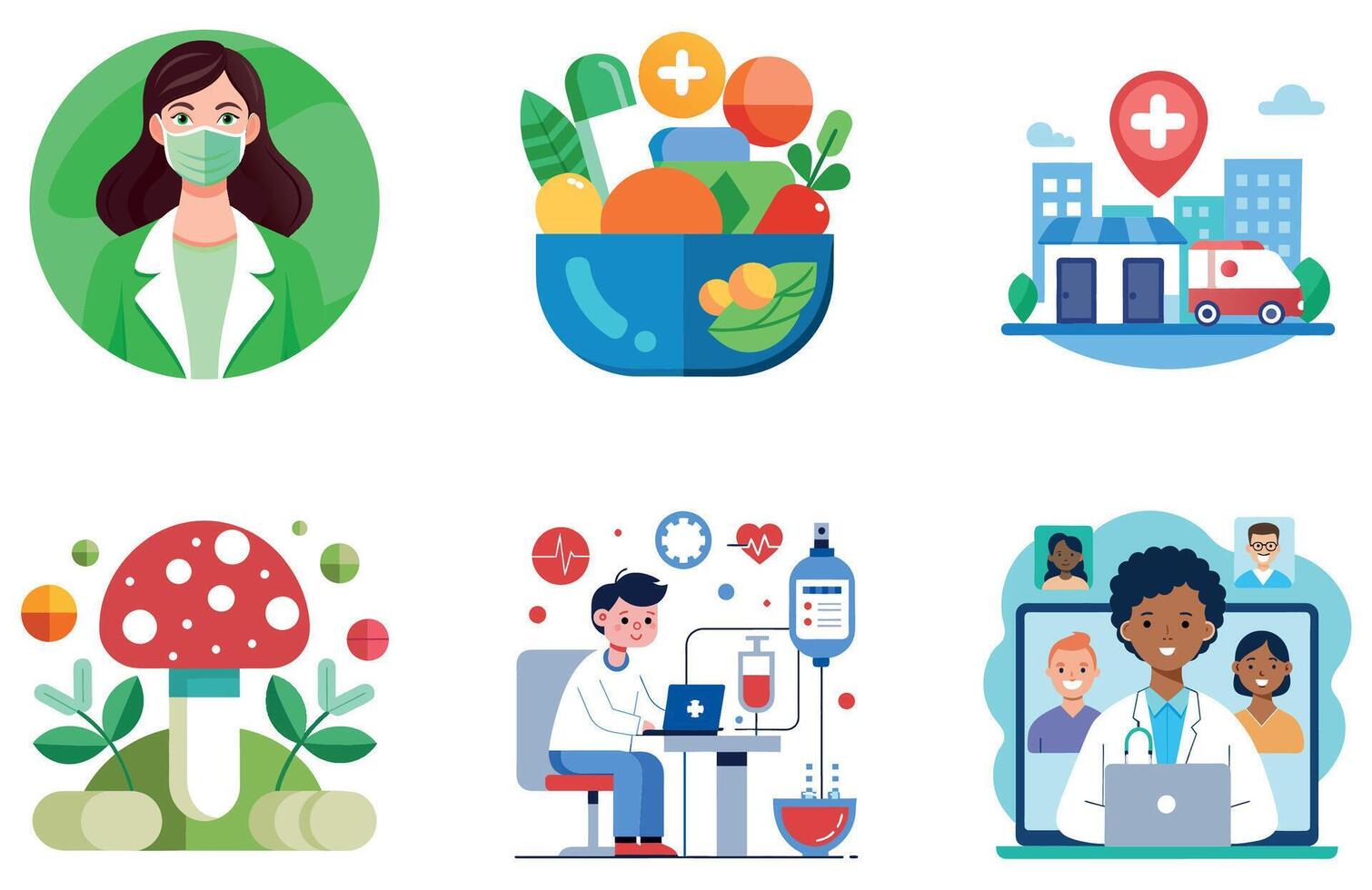 Natural Medicine Bundle. Holistic Healing Collection Stickers vector