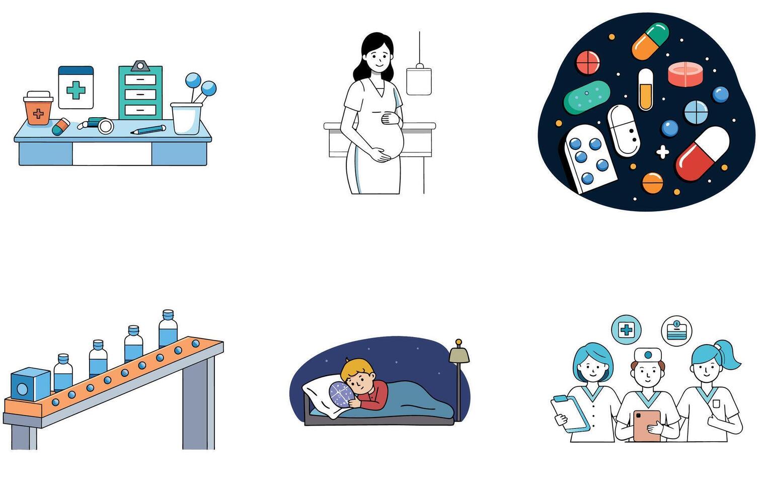 Prescription Pills Bundle A Medicine Collection Icons vector