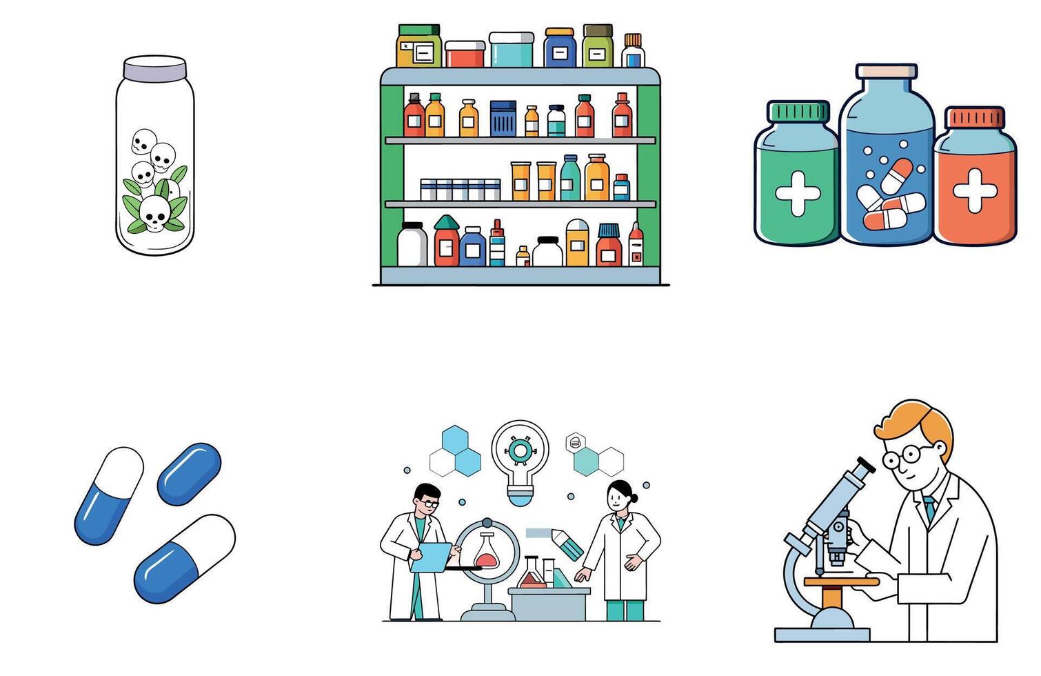 Dedicated Doctor's Medicine Bundle High-Resolution Image Collection Icons vector