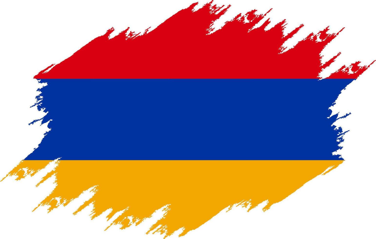 Damaged flag Armenia. Flag Armenia with grunge texture. Independence Day. Banner, poster template. National flag Armenia with coat arms. State flag of Armenia is drawn in ink. vector