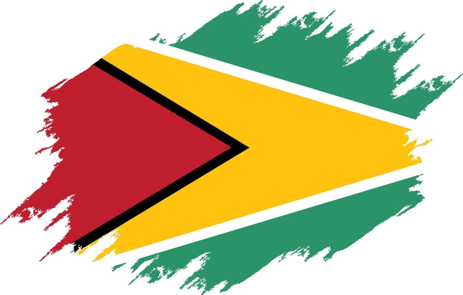 Damaged Guyana flag. Guyana flag with grunge texture. Independence Day. Banner, poster template. National flag Guyana with coat arms. State flag Guyana is drawn in ink. vector