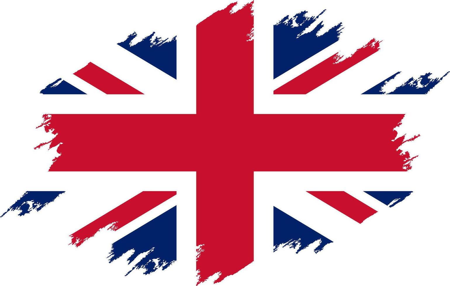 Damaged Great Britain flag. Flag Great Britain with grunge texture. Independence Day. Banner, poster template. National flag Great Britain with coat arms. State flag Great Britain is drawn in ink. UK. vector