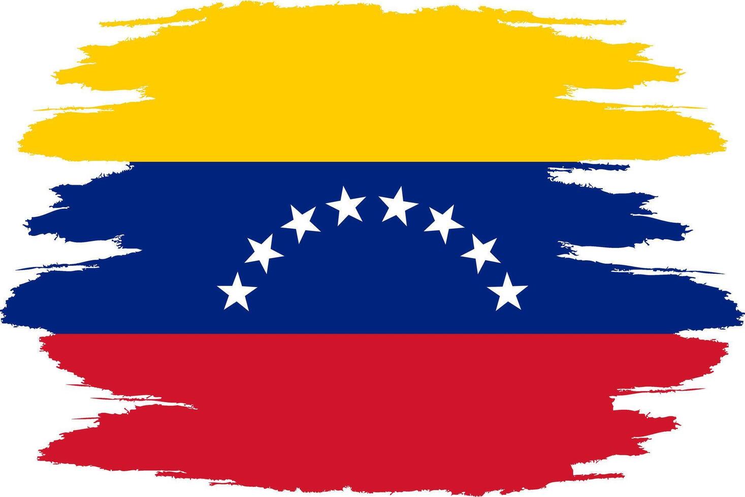 Distressed flag Venezuela. Flag Venezuela with grunge texture. Independence Day. Banner, poster template. State flag Venezuela with coat arms. Brush-drawn flag the Republic Venezuela. vector