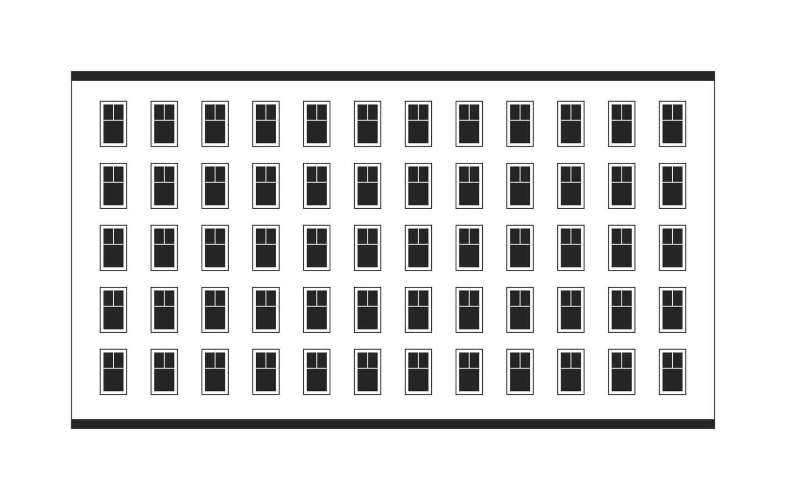 Wide apartment complex home architecture 2D line object. Contemporary urban residential development. Realestate multistory house isolated clipart ink outline item. Monochrome spot illustration vector