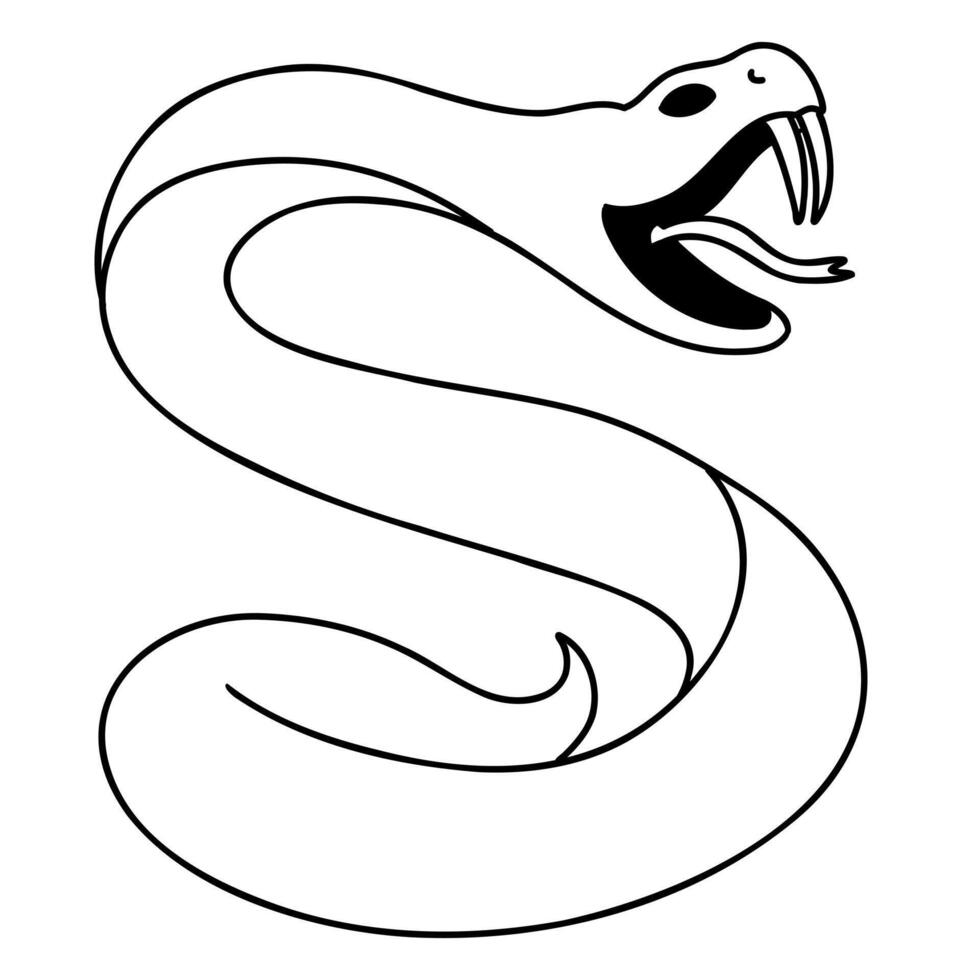 Snake animal in cartoon doodle style. Illustration isolated on white background. vector