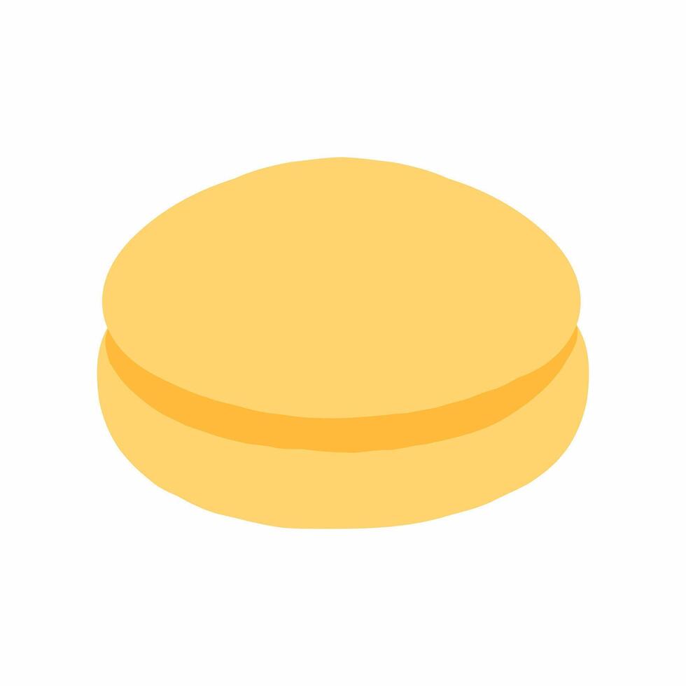 A yellow macaron on a white background vector