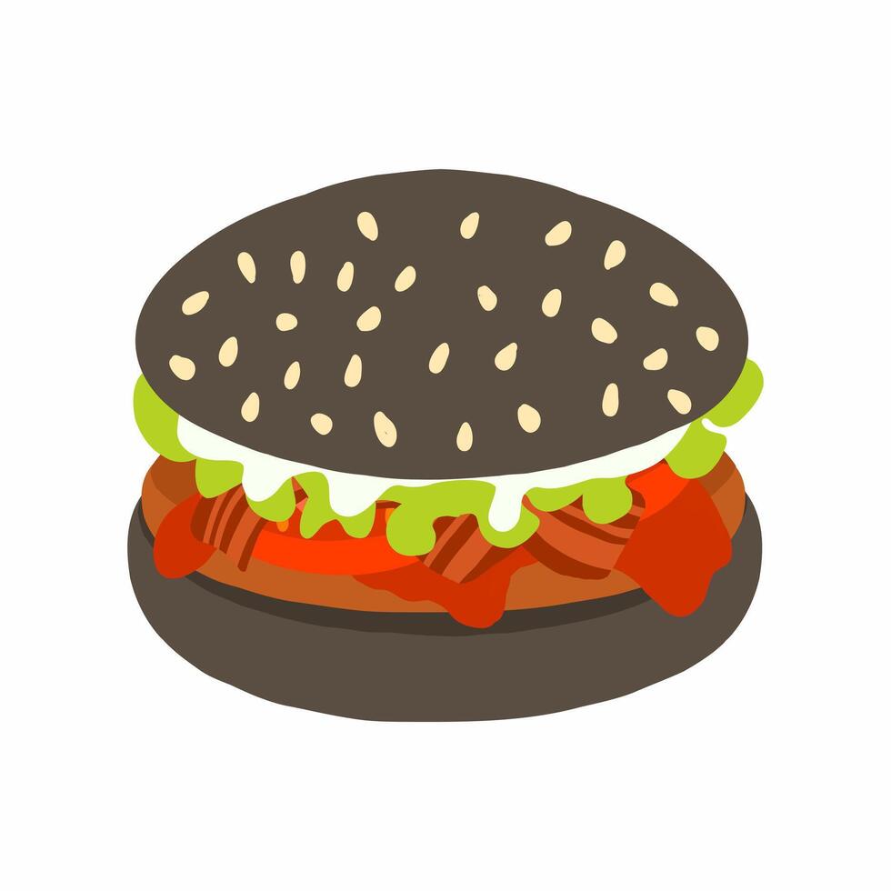 A hamburger with meat and sauce on it vector