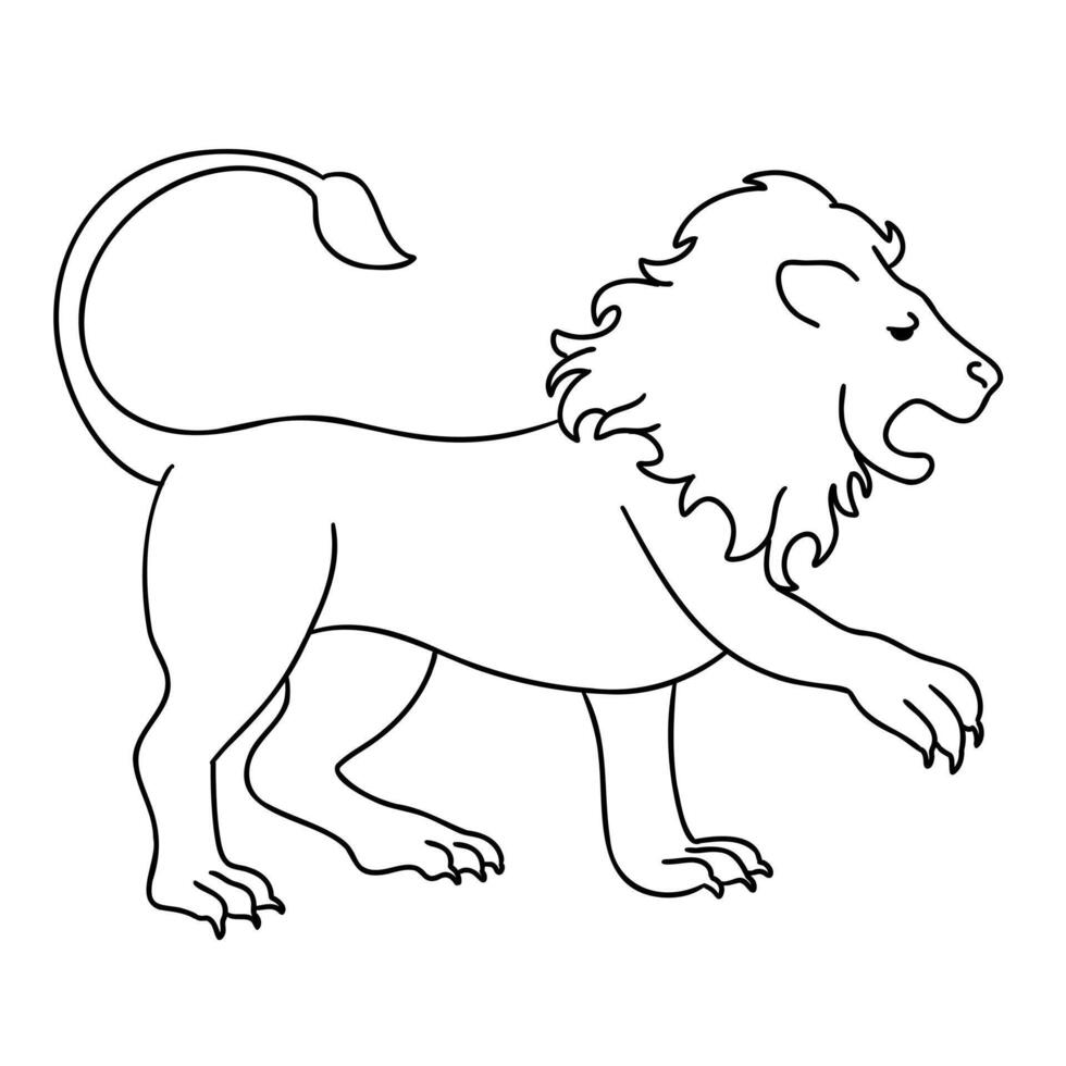 Lion animal in cartoon doodle style. Illustration isolated on white background. vector