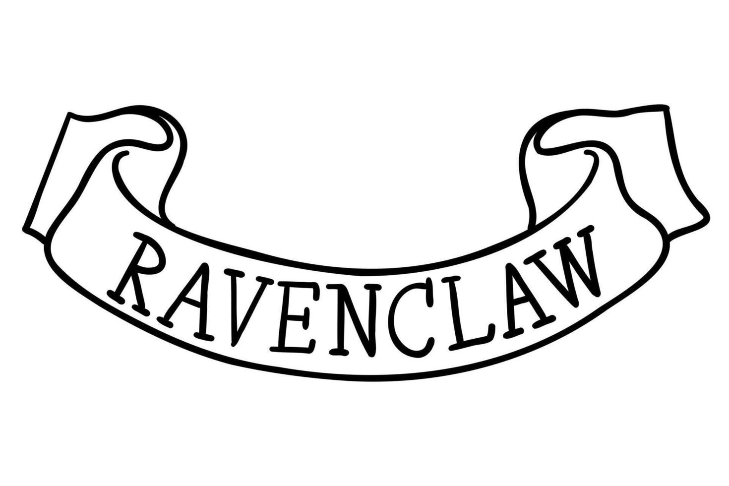 Harry Potter Ravenclaw scroll in doodle style. Illustration isolated on white background. vector