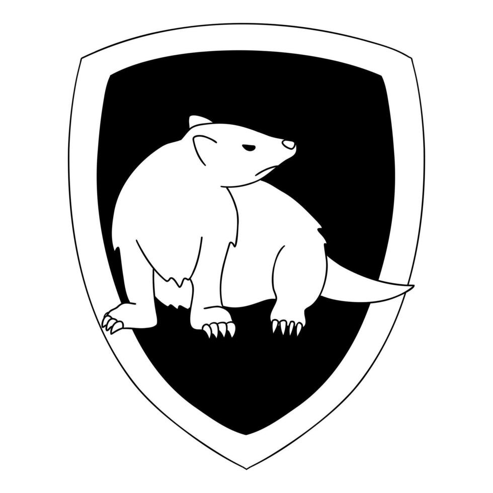 Badger logo in cartoon doodle style. Magic school of witchcraft and wizardry. Illustration isolated on white background. vector