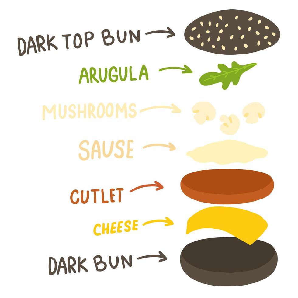 A diagram of different types of food vector