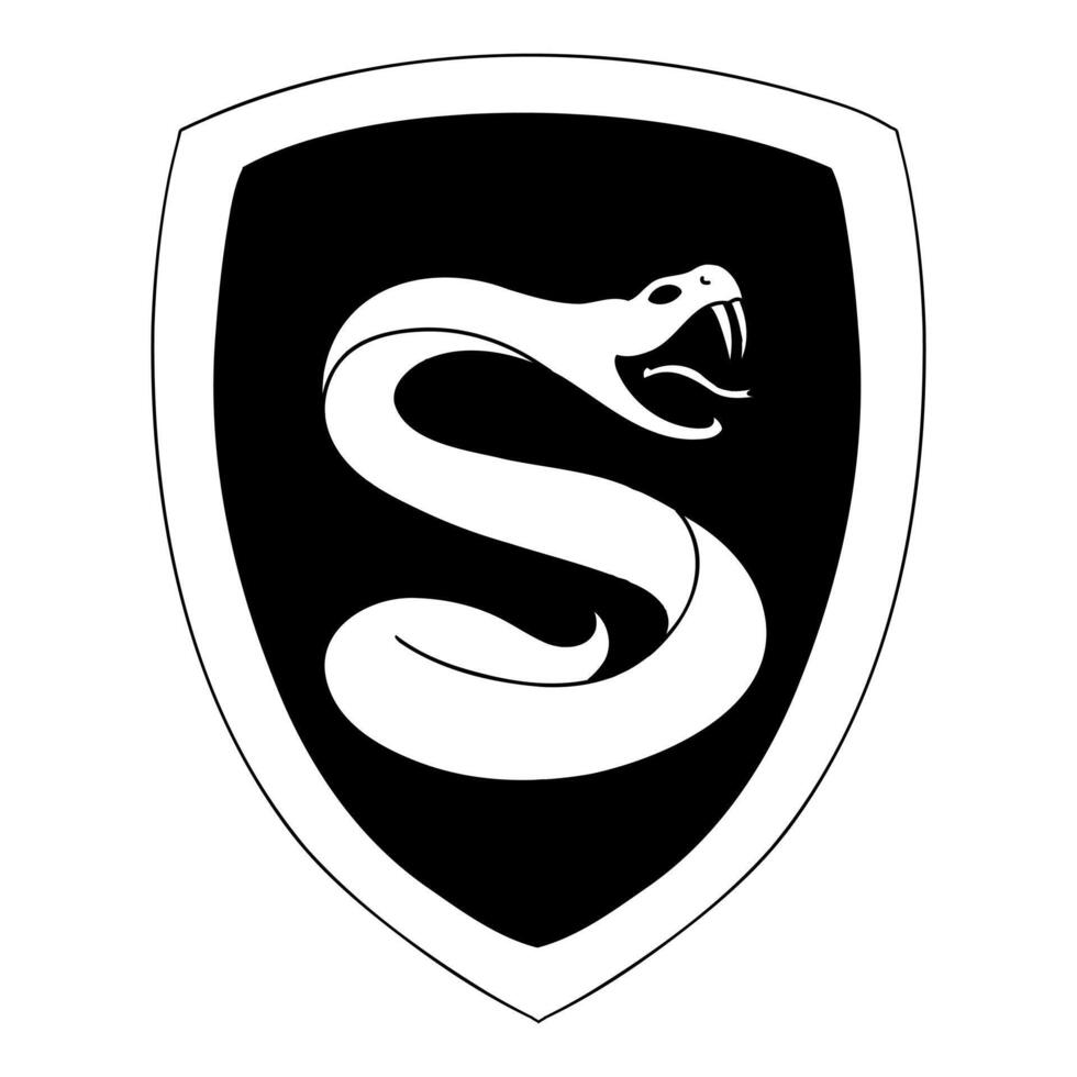Snake logo in cartoon doodle style. Magic school of witchcraft and wizardry. Illustration isolated on white background. vector