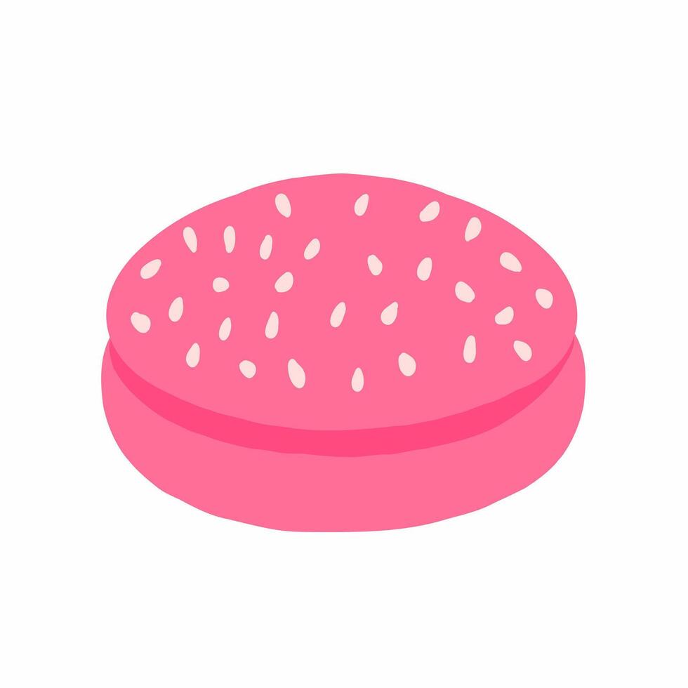 A pink hamburger with a pink bun on a white background vector