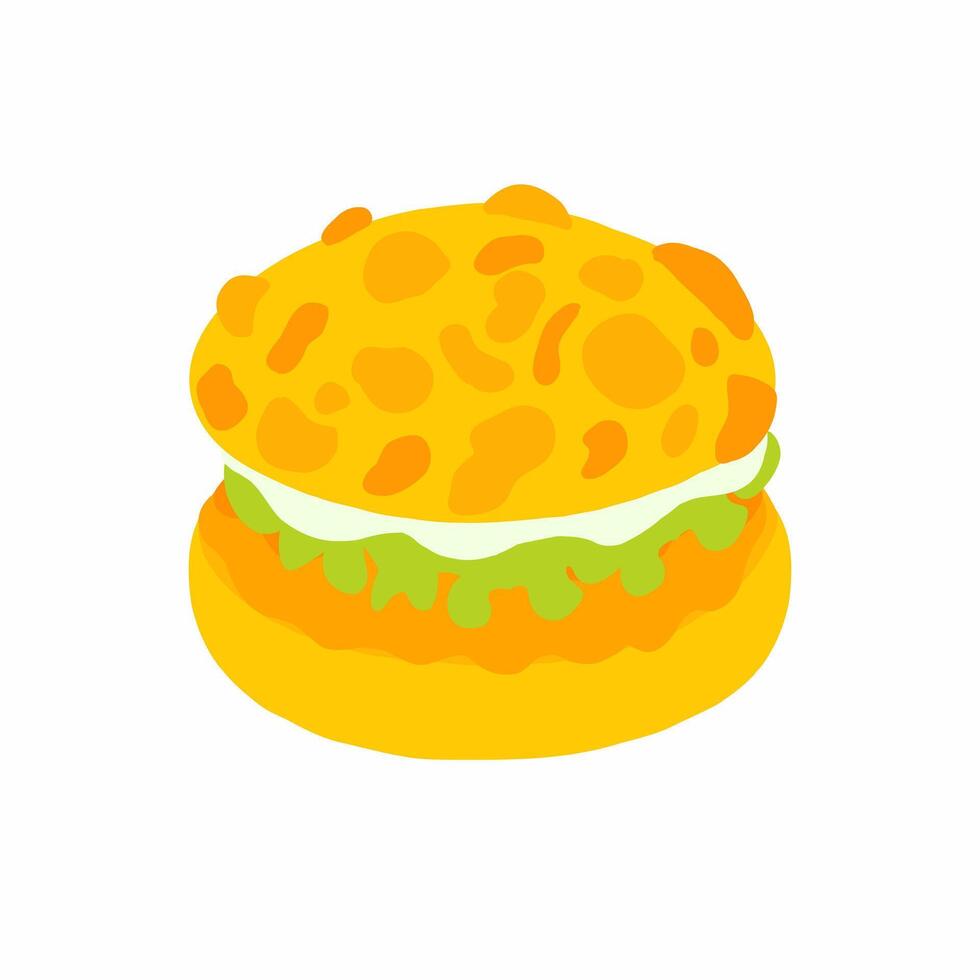 A hamburger with cheese and lettuce on top vector