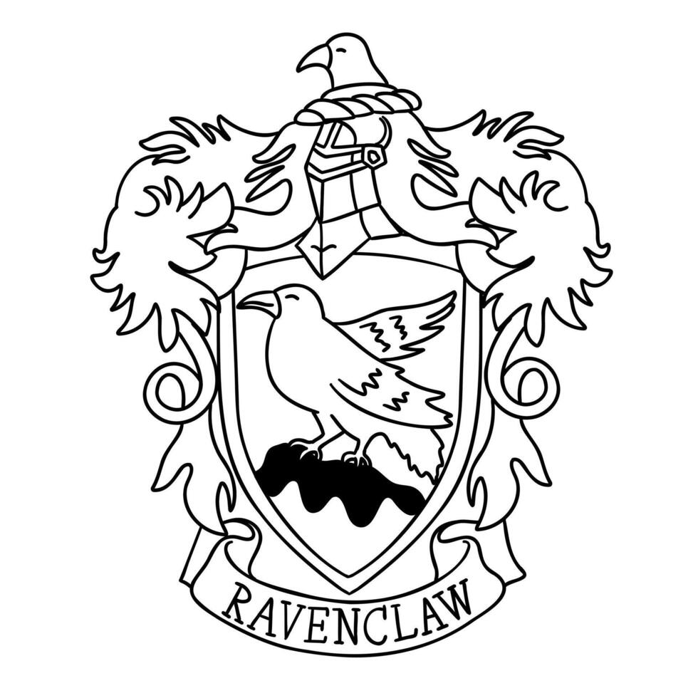 Harry Potter Ravenclaw emblem logo in cartoon doodle style. Illustration isolated on white background. vector