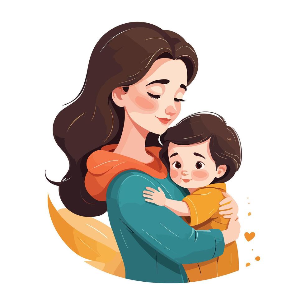 A cartoon woman holding her child vector