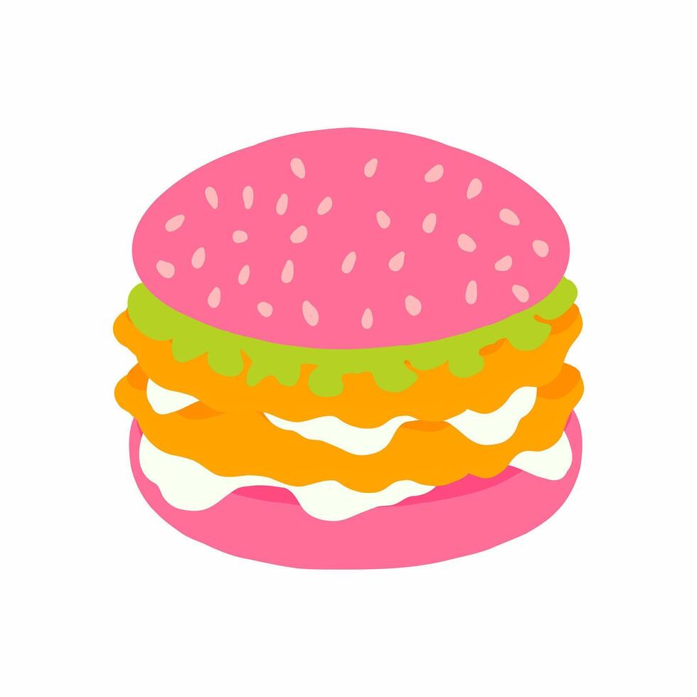 A hamburger is shown in a cartoon style vector