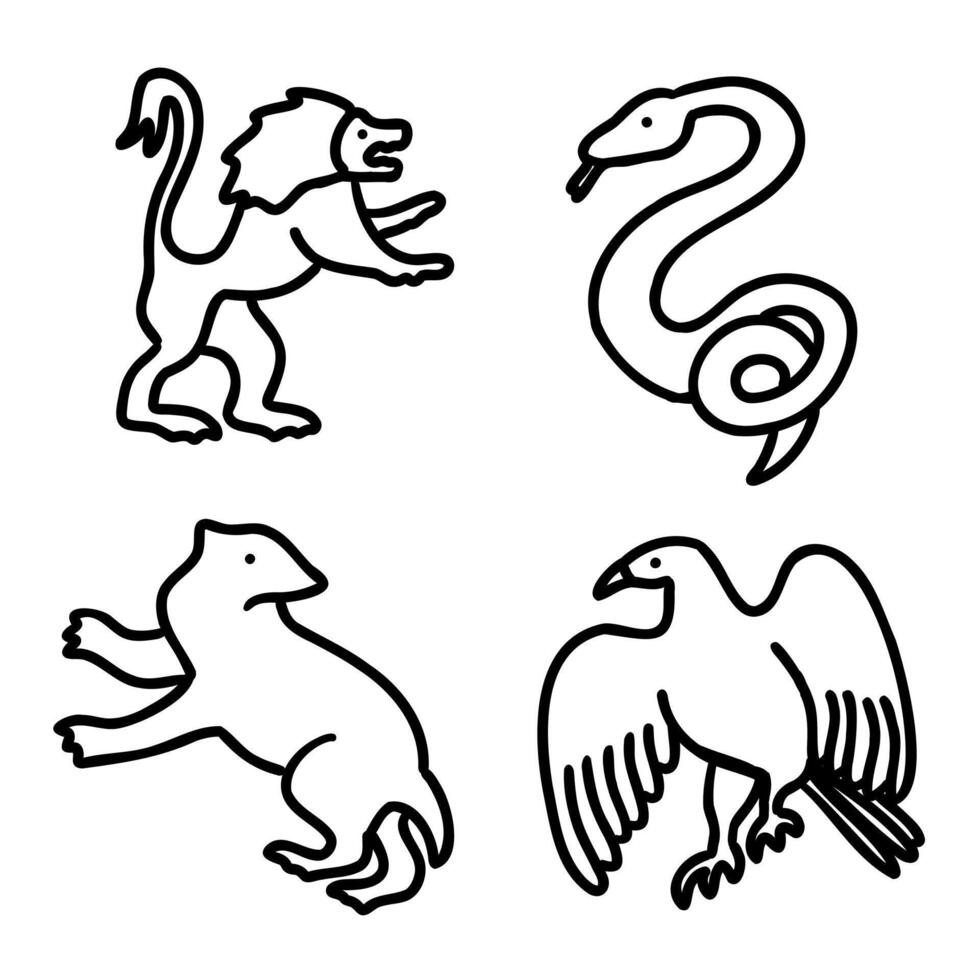 Animals in doodle style. Illustration isolated on white background. vector