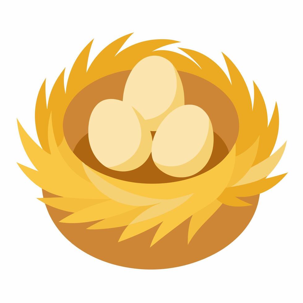 Bird nest with eggs inside. Illustration on white background vector