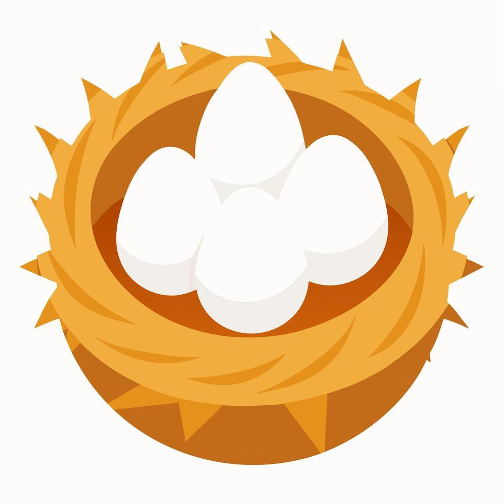 Cartoon bird nest with eggs inside. illustration on white background vector