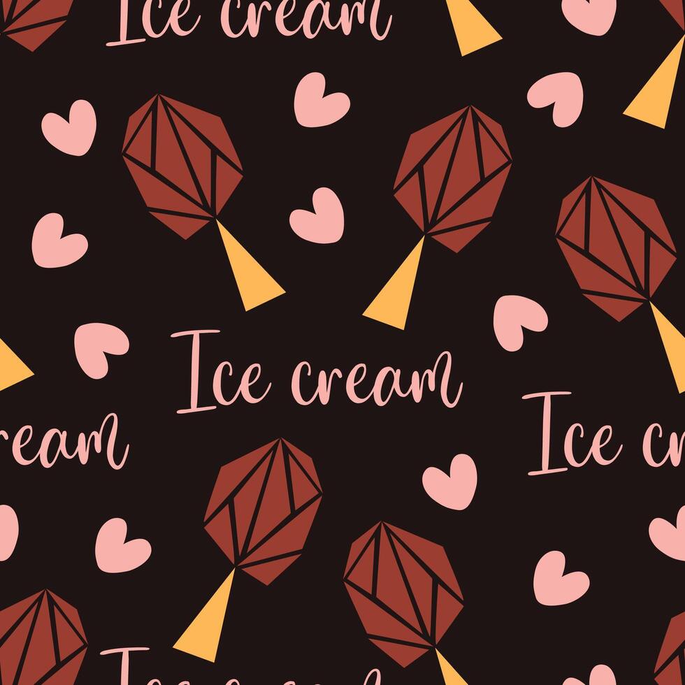 Seamless pattern popsicle with hearts vector