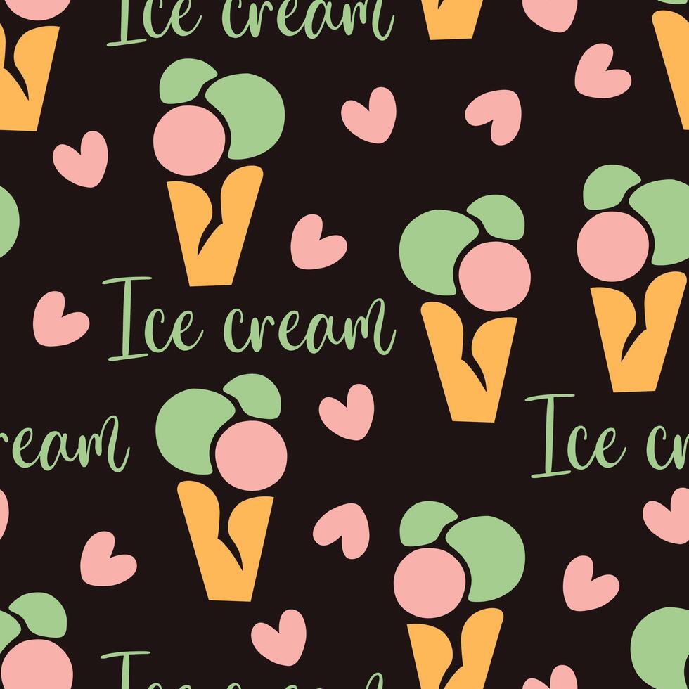Seamless pattern ice cream balls in a waffle cone vector