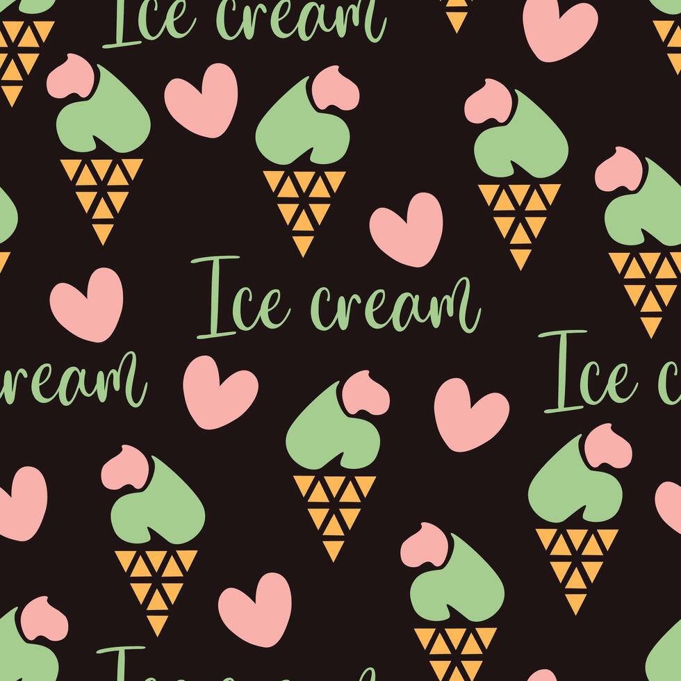 Seamless pattern pistachio cone with cream vector