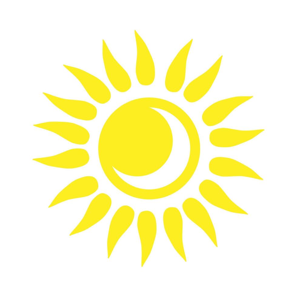 Stylized sun with rays and moon inside vector