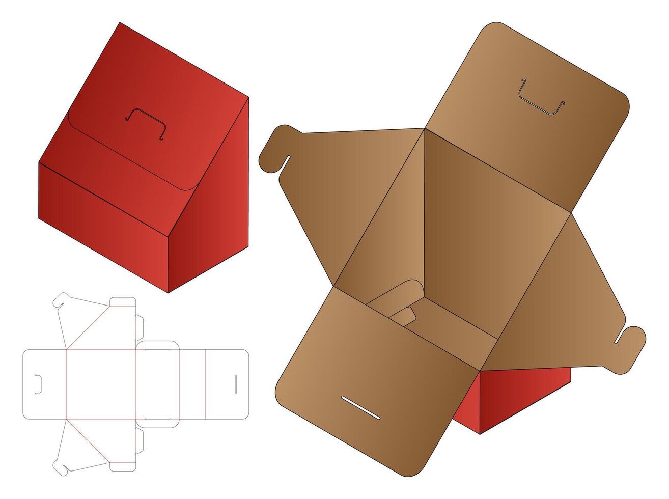 Box packaging die cut template. 3d mock-up vector