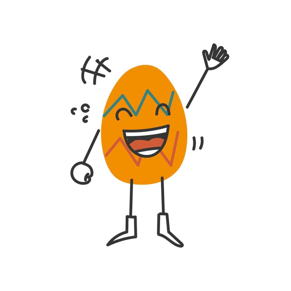 a cartoon egg with arms and legs waving vector
